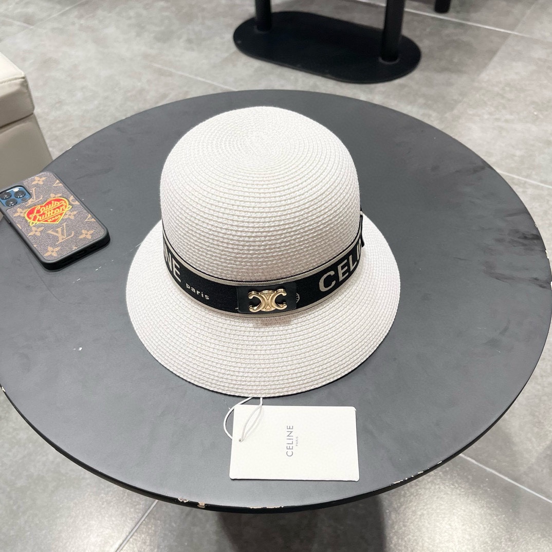 Celine赛琳2026新款圆顶草帽、高级定制，库存多，头围57cm