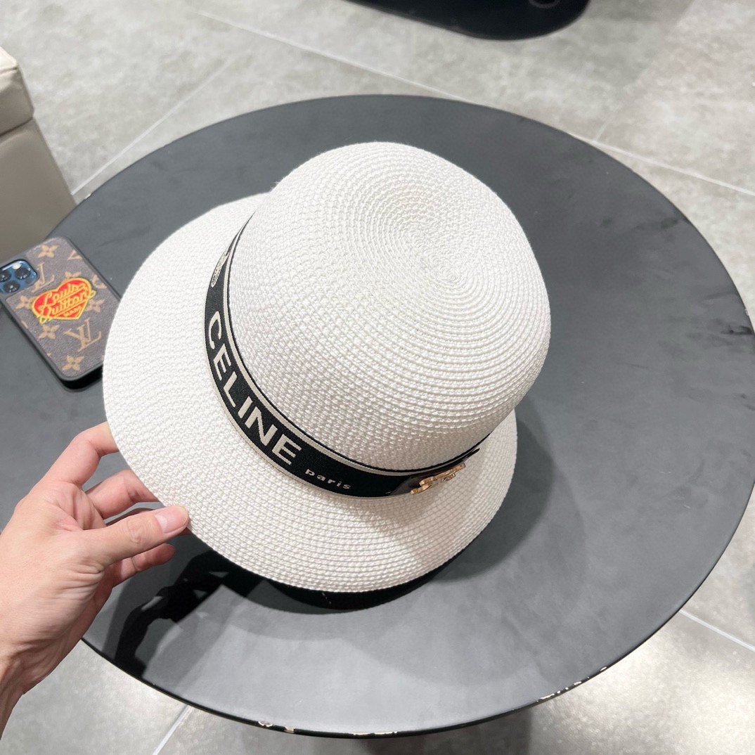 Celine赛琳2026新款圆顶草帽、高级定制，库存多，头围57cm
