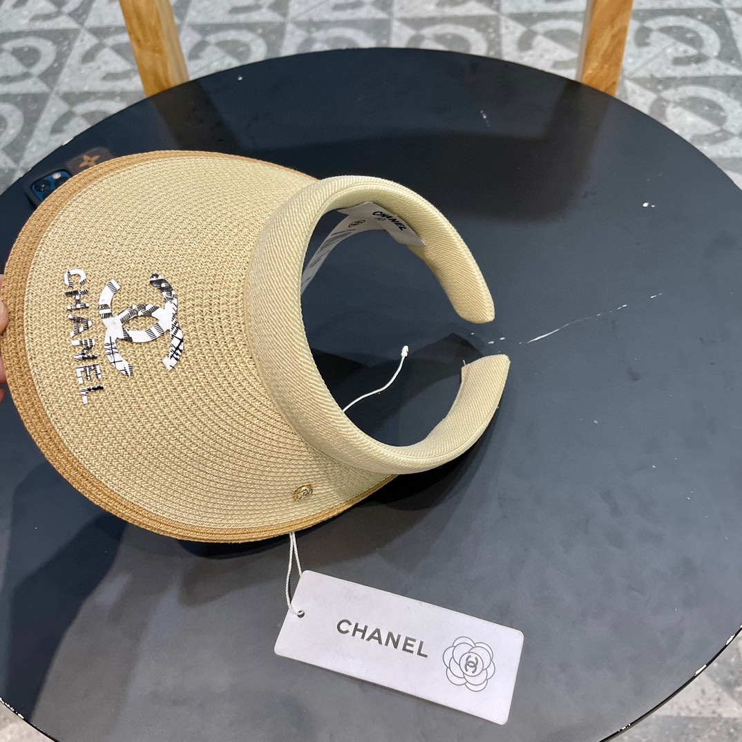 。 香耐儿Chanel帽子女夏季草帽遮阳沙滩出游遮脸防紫外线空顶帽大帽檐防晒太阳帽
