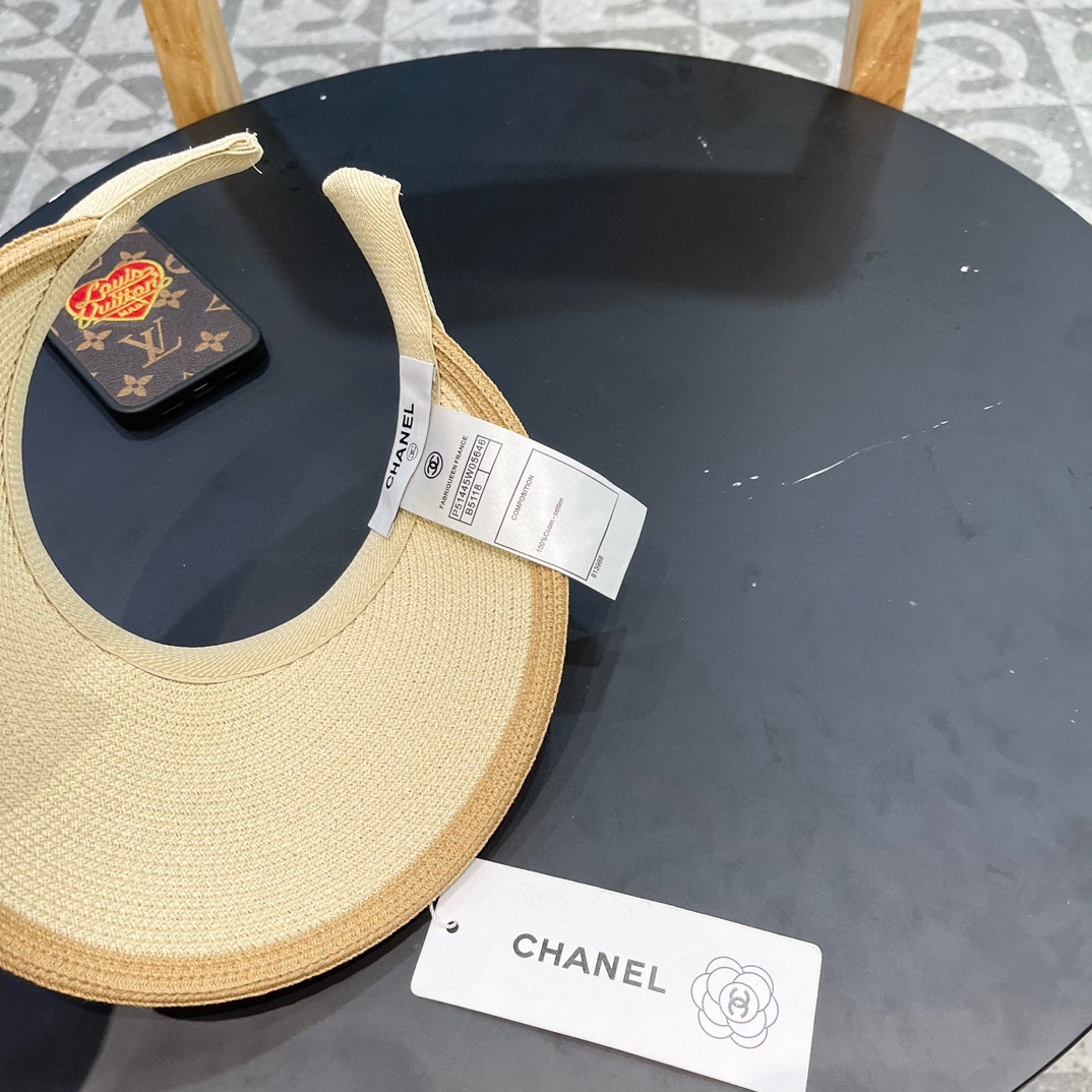 。 香耐儿Chanel帽子女夏季草帽遮阳沙滩出游遮脸防紫外线空顶帽大帽檐防晒太阳帽