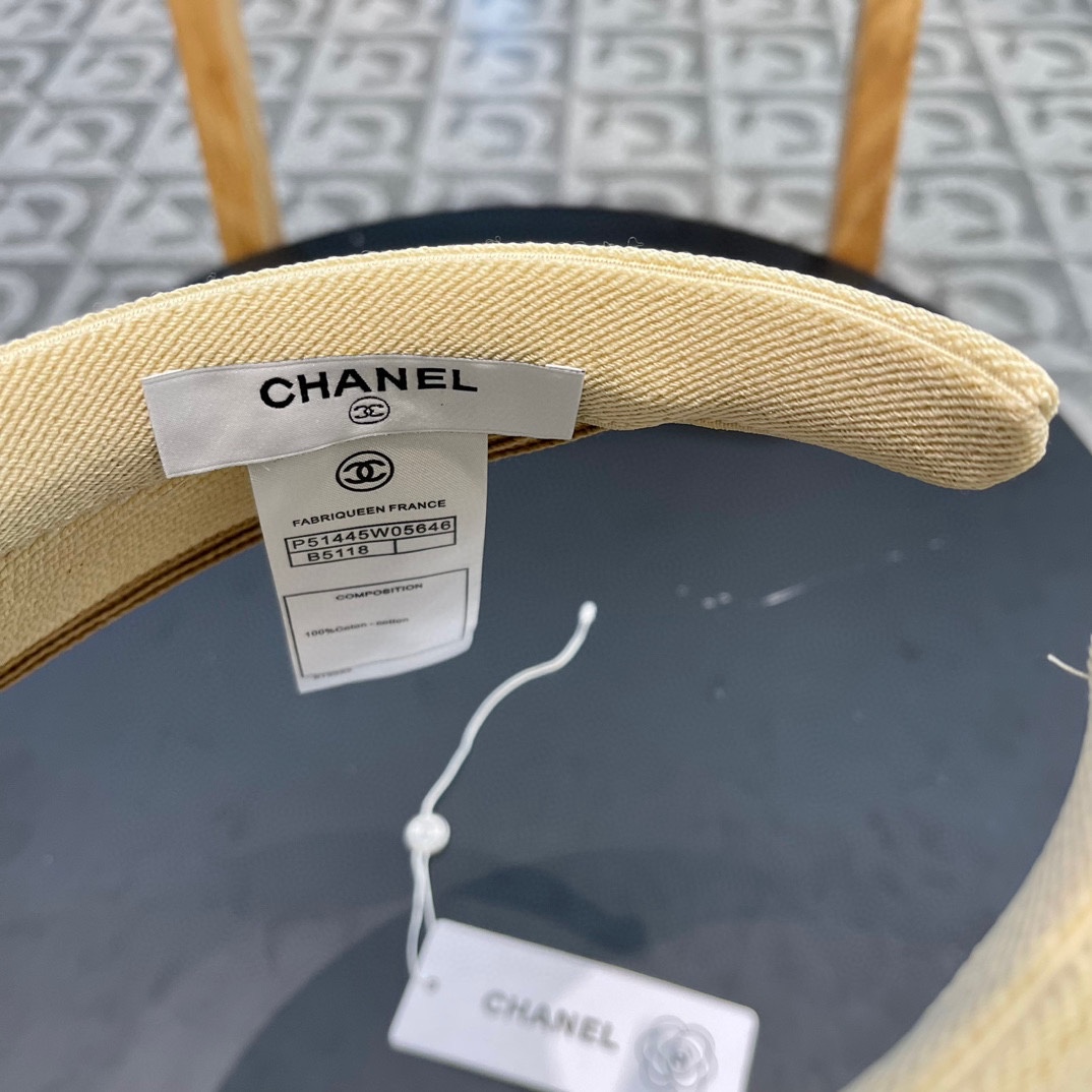 。 香耐儿Chanel帽子女夏季草帽遮阳沙滩出游遮脸防紫外线空顶帽大帽檐防晒太阳帽