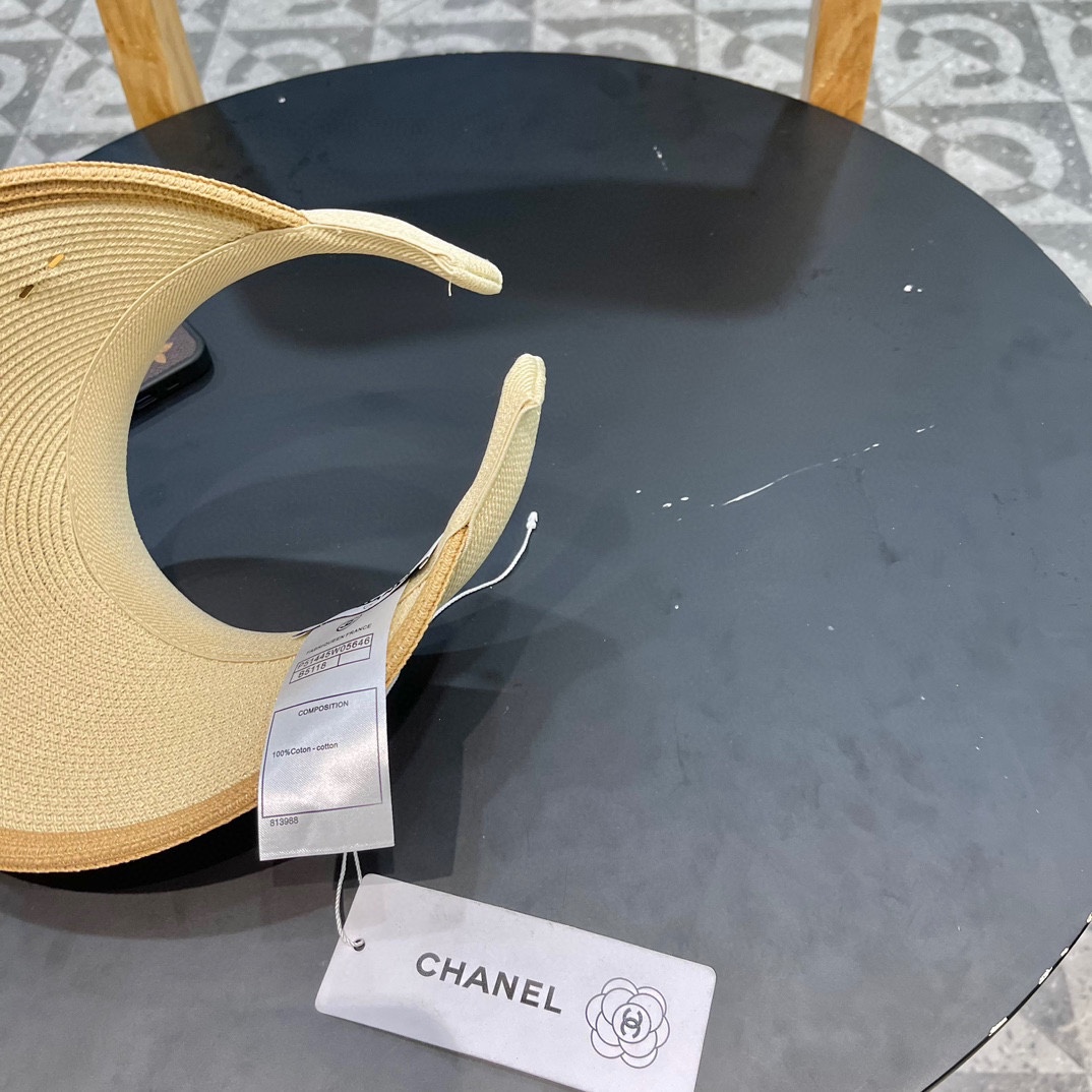 。 香耐儿Chanel帽子女夏季草帽遮阳沙滩出游遮脸防紫外线空顶帽大帽檐防晒太阳帽