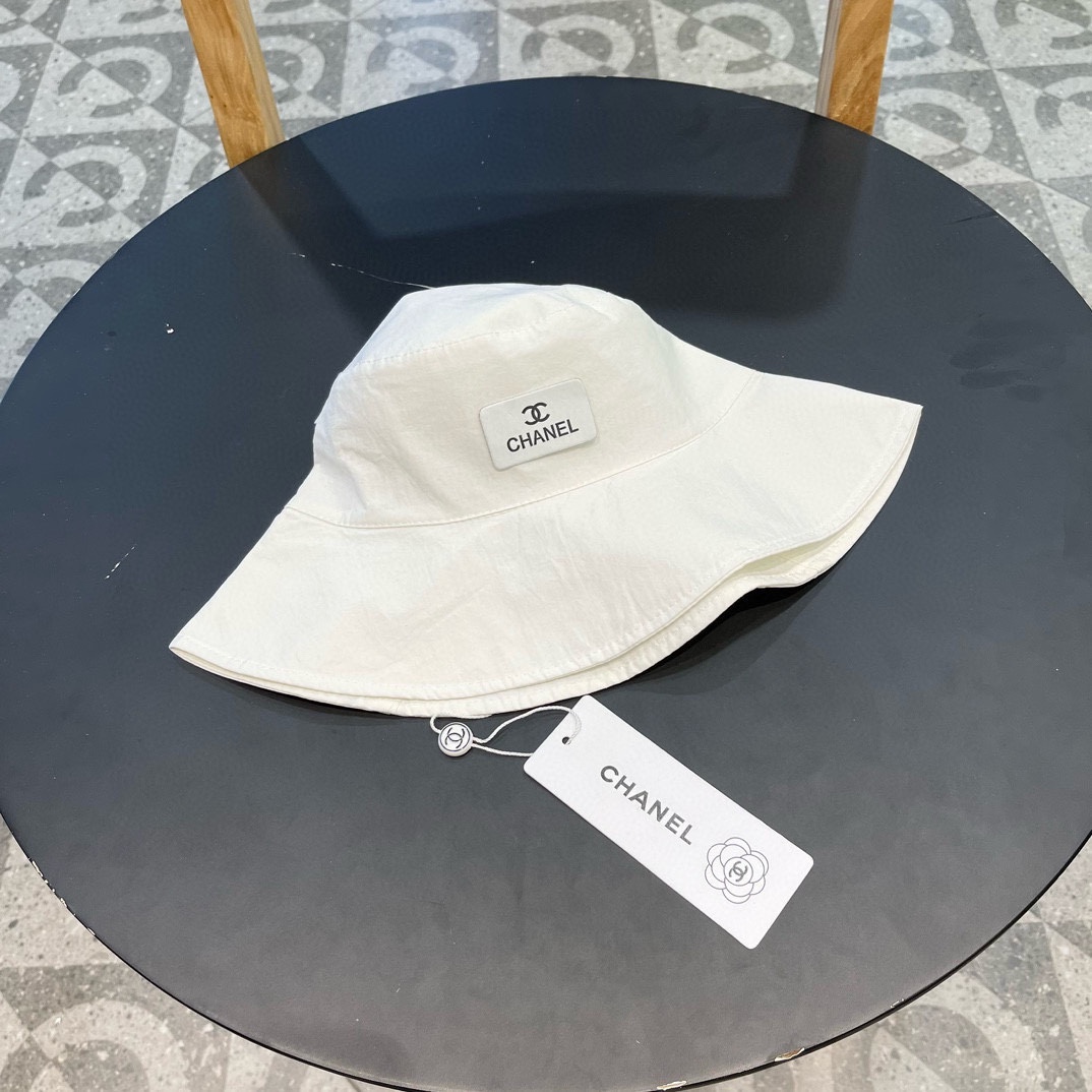Sombrero de pescador de Chanel para mujer, versátil en verano, protección solar, sombrero de ala ancha para cubrir la c…