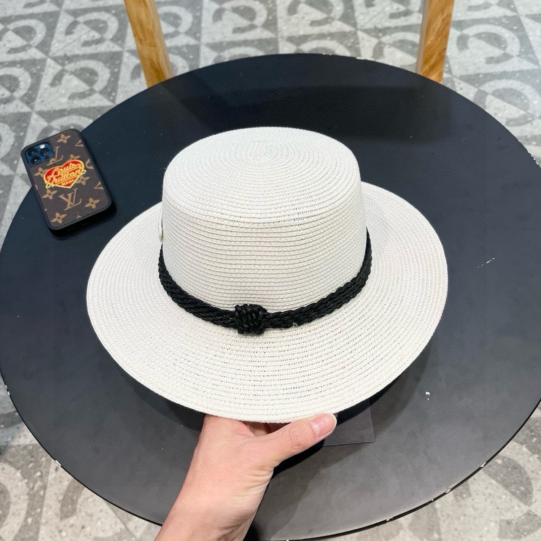 PRADA普拉达 草帽，名媛风盆帽，进口高级细草制作，高端定制，头围57cm