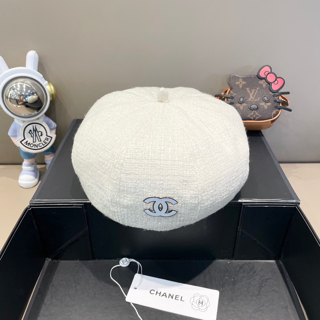 Sombrero de pescador de Chanel 2024 nuevo estilo pequeño, boina elegante para primavera y otoño, sombrero octogonal de …