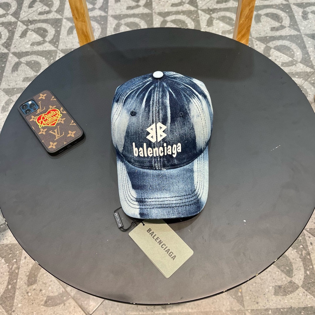 BALENCIAGA París🆕nueva gorra de béisbol de primavera/verano con estilo personalizado, tela vaquera de alta c…