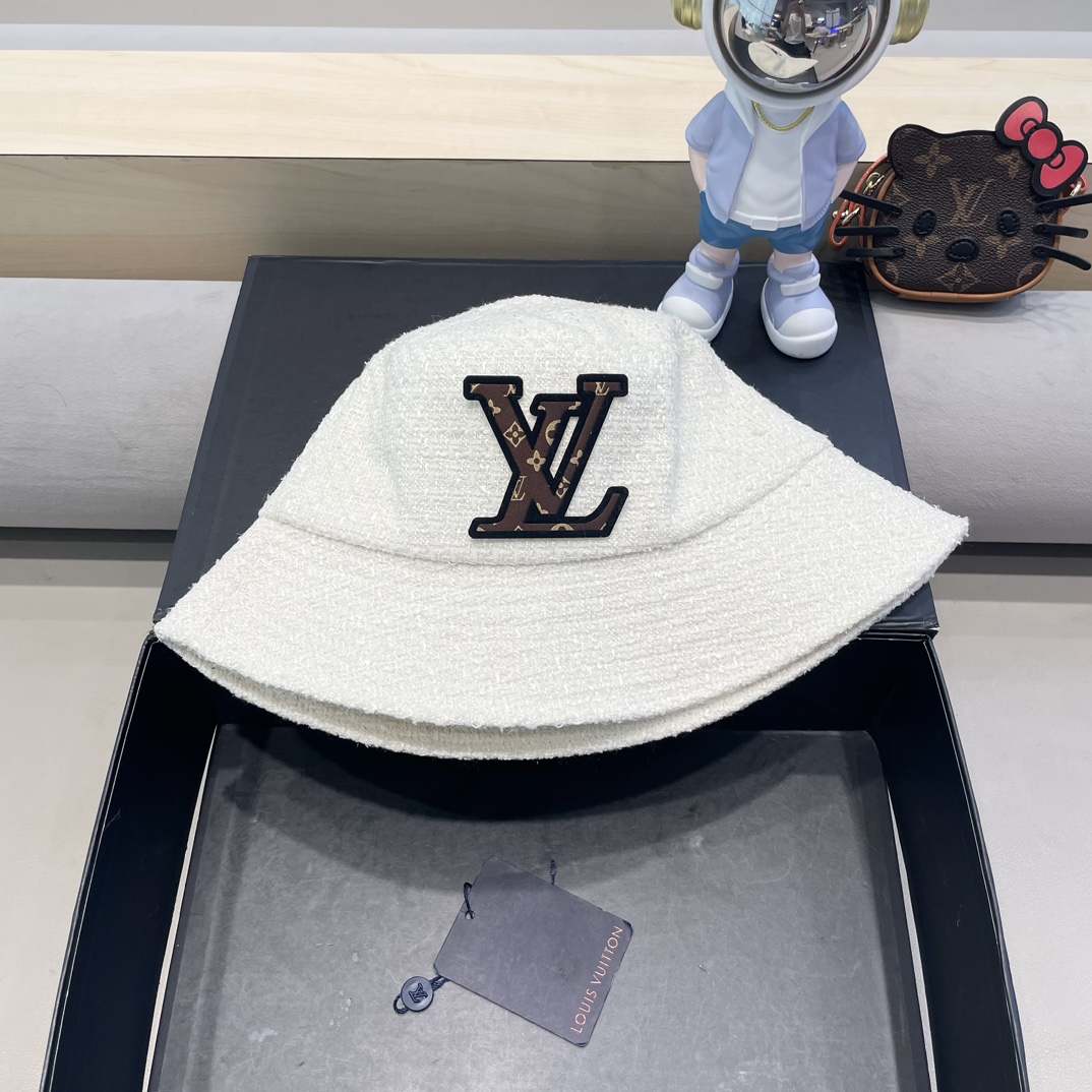 Sombrero de cubo de Louis Vuitton LV estilo coreano casual y versátil para mujer, de primavera y otoño, moderno, con la…