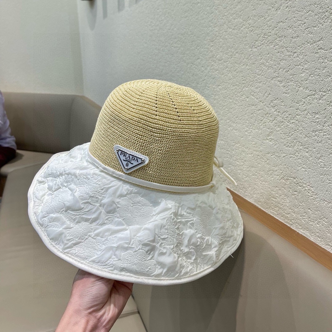 PRADA普拉达2025春款渔夫帽，遮阳防晒帽，出街必备