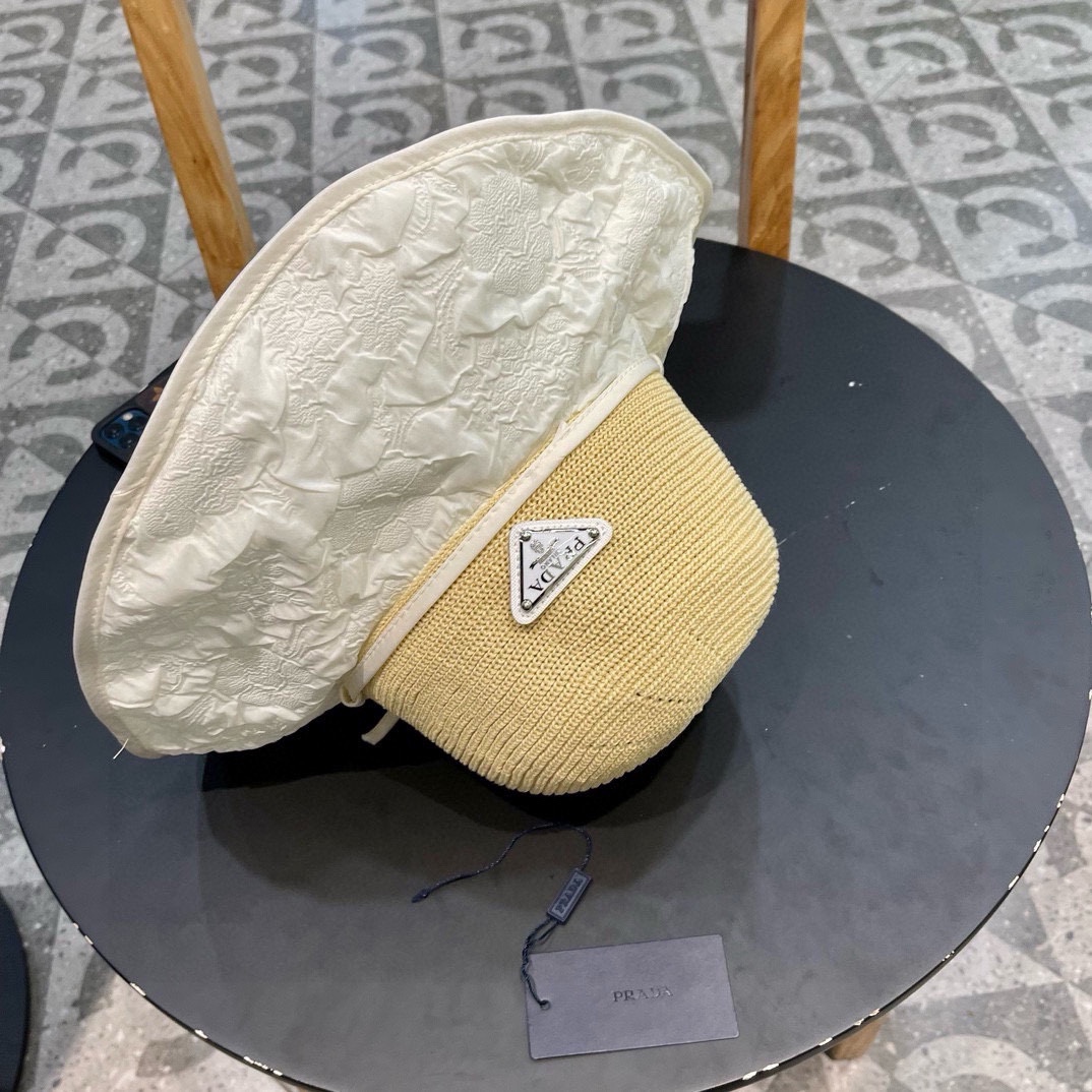PRADA普拉达2025春款渔夫帽，遮阳防晒帽，出街必备