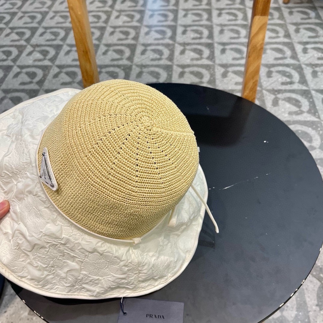 PRADA普拉达2025春款渔夫帽，遮阳防晒帽，出街必备