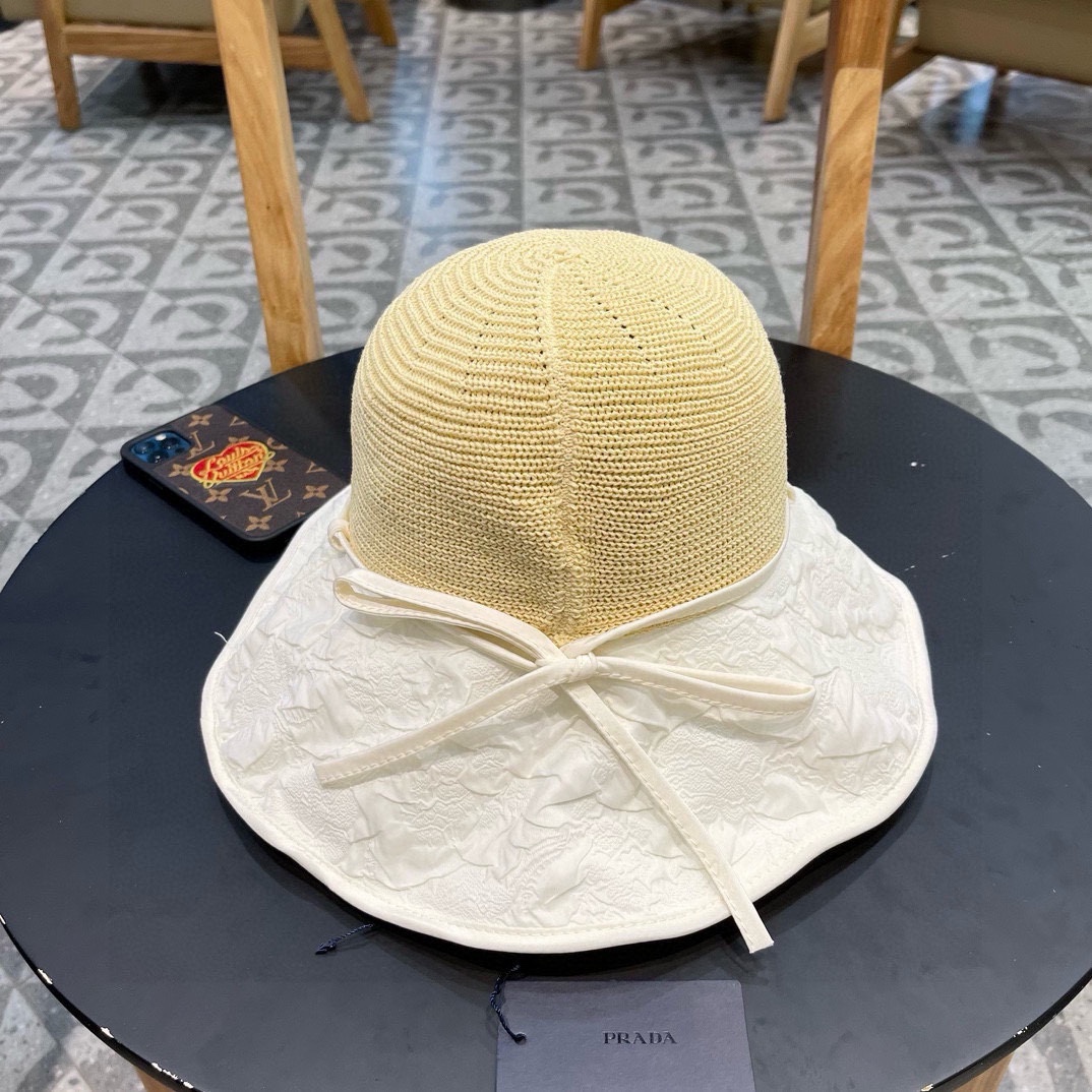 PRADA普拉达2025春款渔夫帽，遮阳防晒帽，出街必备