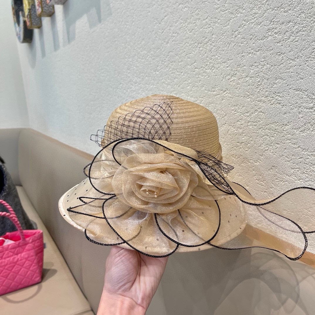 Dior 韩版遮脸时尚太阳帽女夏大花户外折叠防紫外线遮阳帽出游百搭大沿