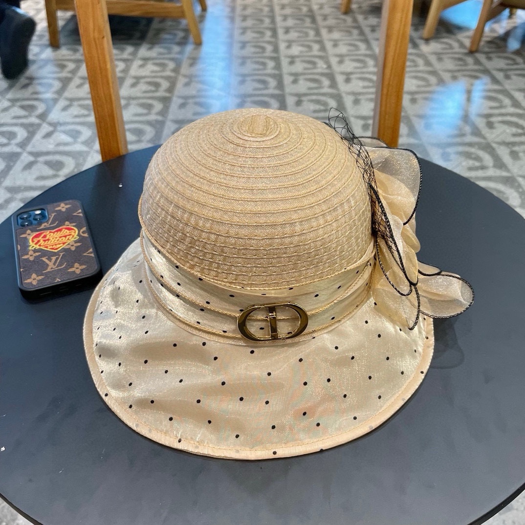 Dior 韩版遮脸时尚太阳帽女夏大花户外折叠防紫外线遮阳帽出游百搭大沿