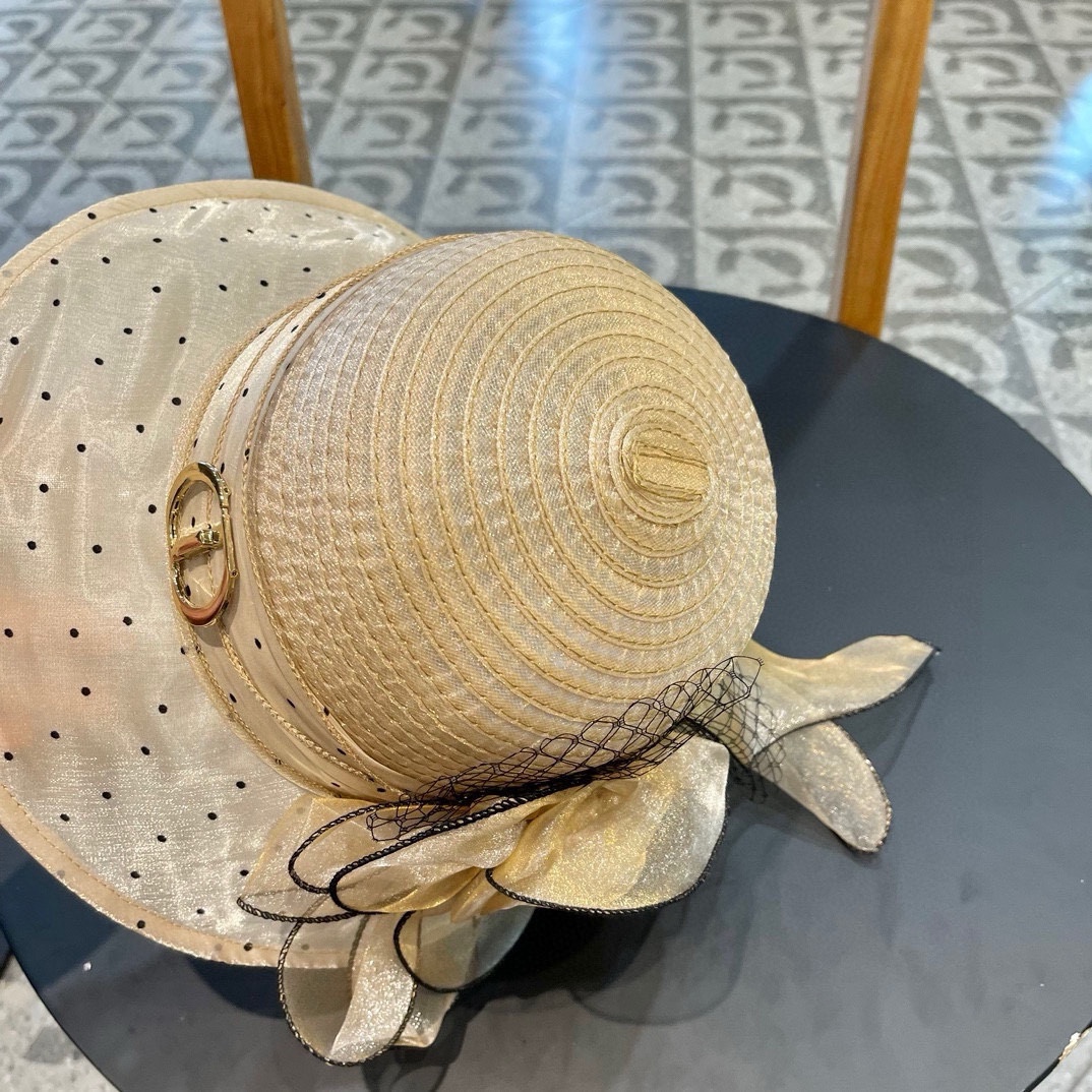 Dior 韩版遮脸时尚太阳帽女夏大花户外折叠防紫外线遮阳帽出游百搭大沿