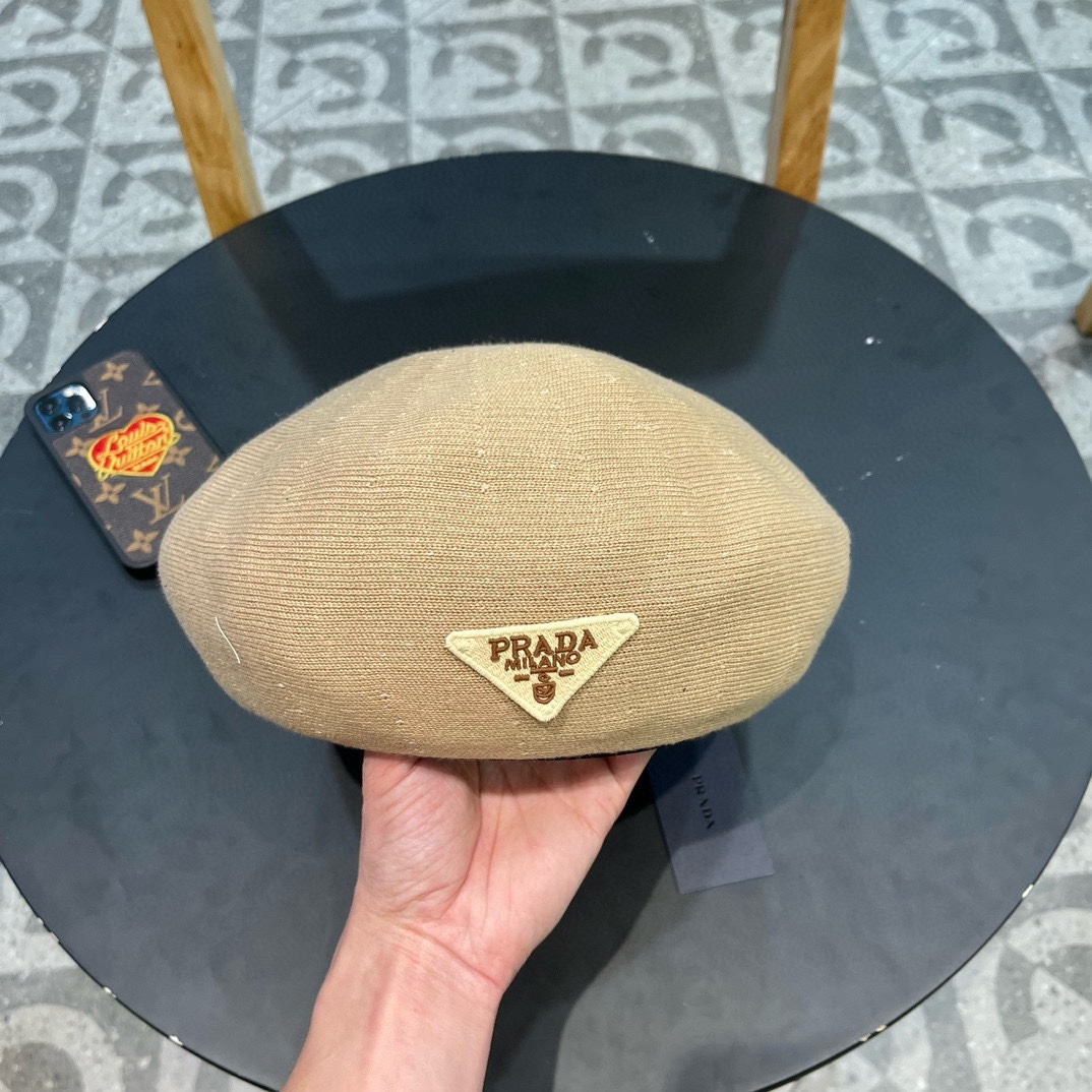 普拉达Prada韩国网红甜酷风粉色贝雷帽女夏季薄款透气大头围显脸小画家帽