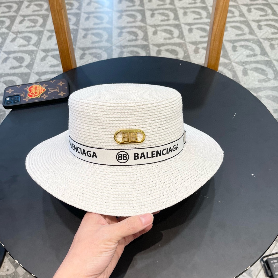  巴黎世家BALENCIAGA 早春新款韩版休闲遮阳防晒草帽 时尚百搭色，网红爆款 出门必备