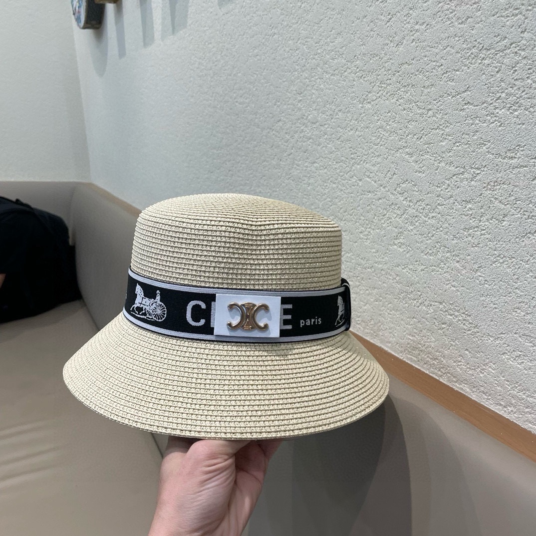 P126 Selincelien’s new straw hat, flat bucket hat, 57 cm head - 图片 7