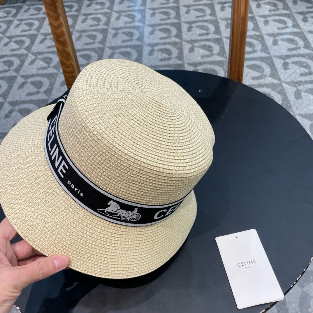 P126 Selincelien’s new straw hat, flat bucket hat, 57 cm head - 图片 4