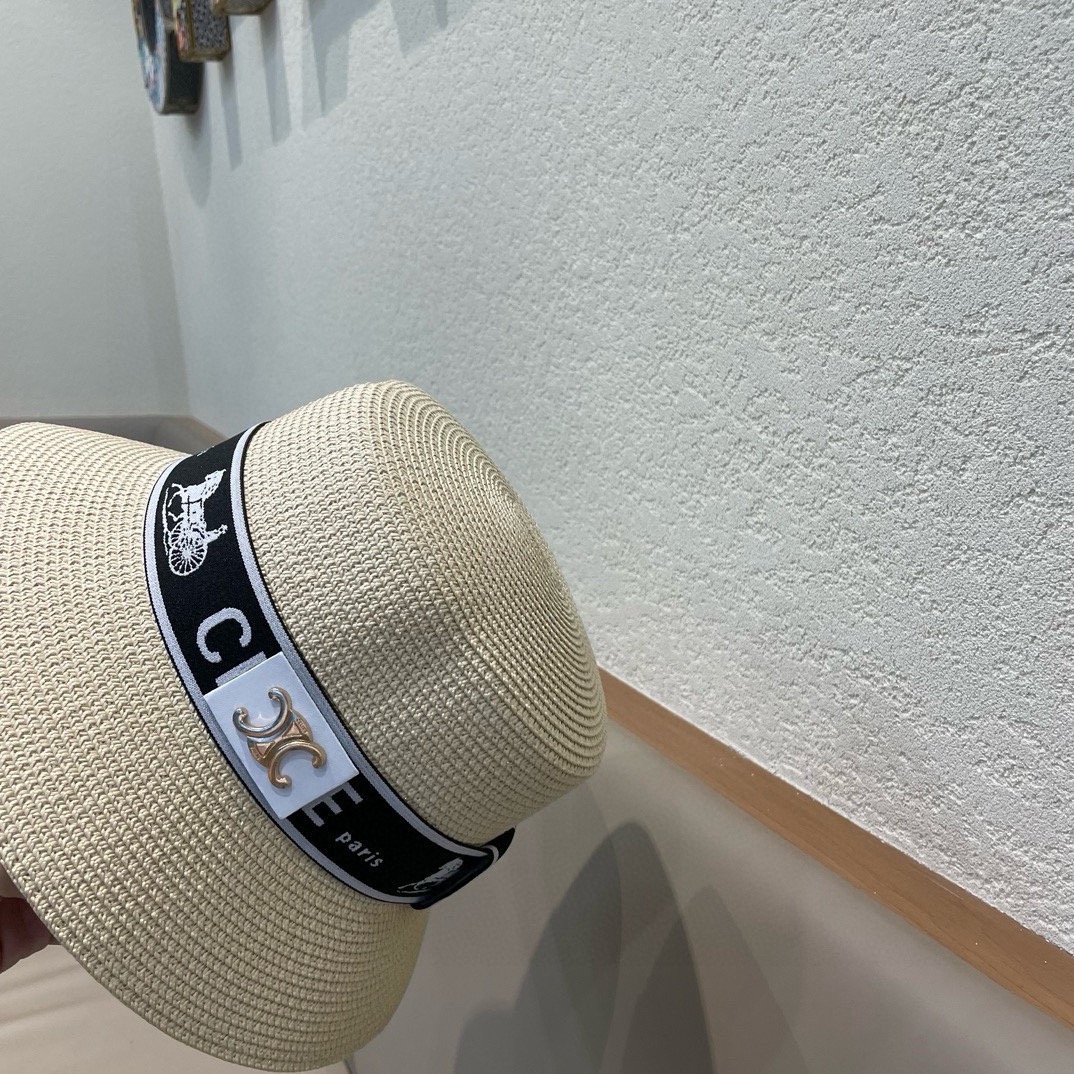 P126 Selincelien’s new straw hat, flat bucket hat, 57 cm head - 图片 8