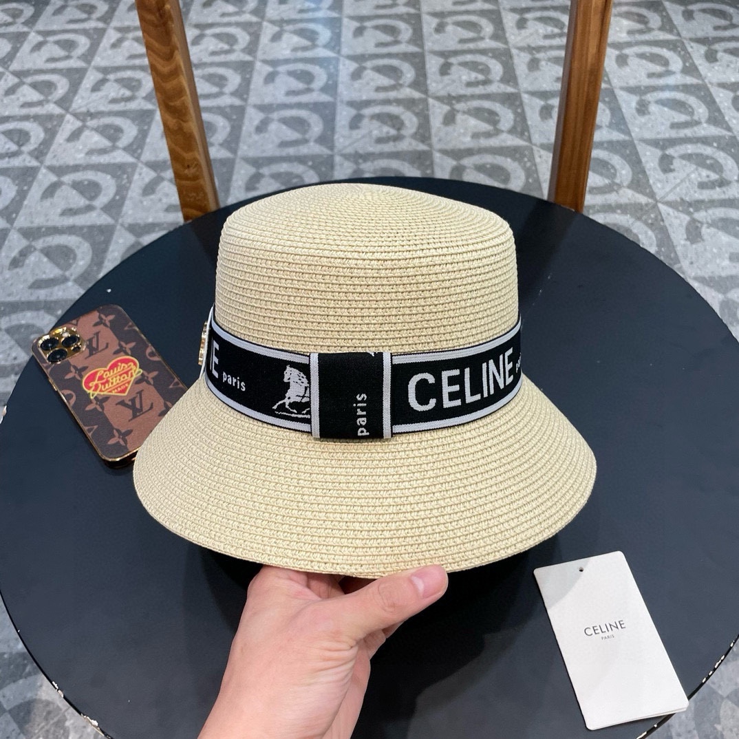 P126 Selincelien’s new straw hat, flat bucket hat, 57 cm head - 图片 3