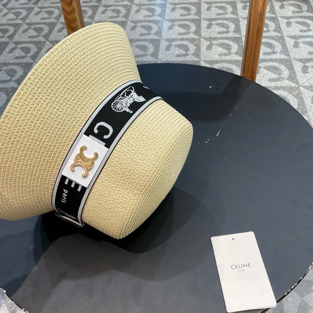P126 Selincelien’s new straw hat, flat bucket hat, 57 cm head - 图片 6
