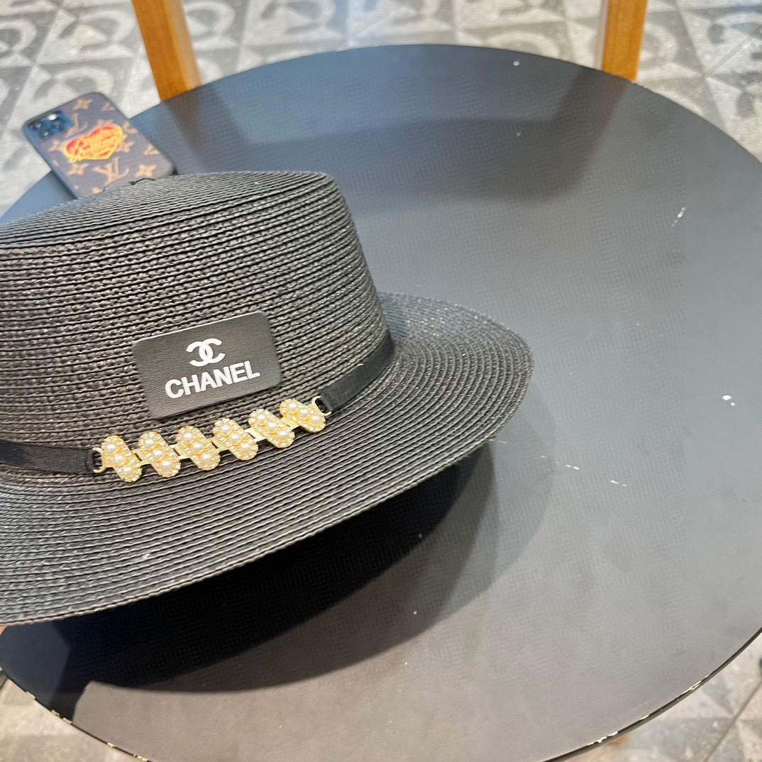  Chanel香奈儿复古风平顶草帽，头围57