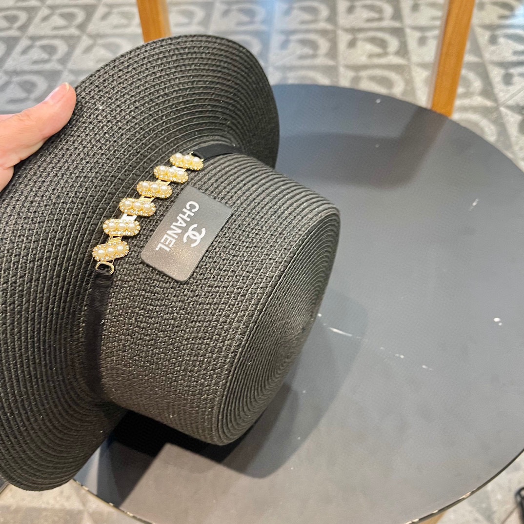  Chanel香奈儿复古风平顶草帽，头围57