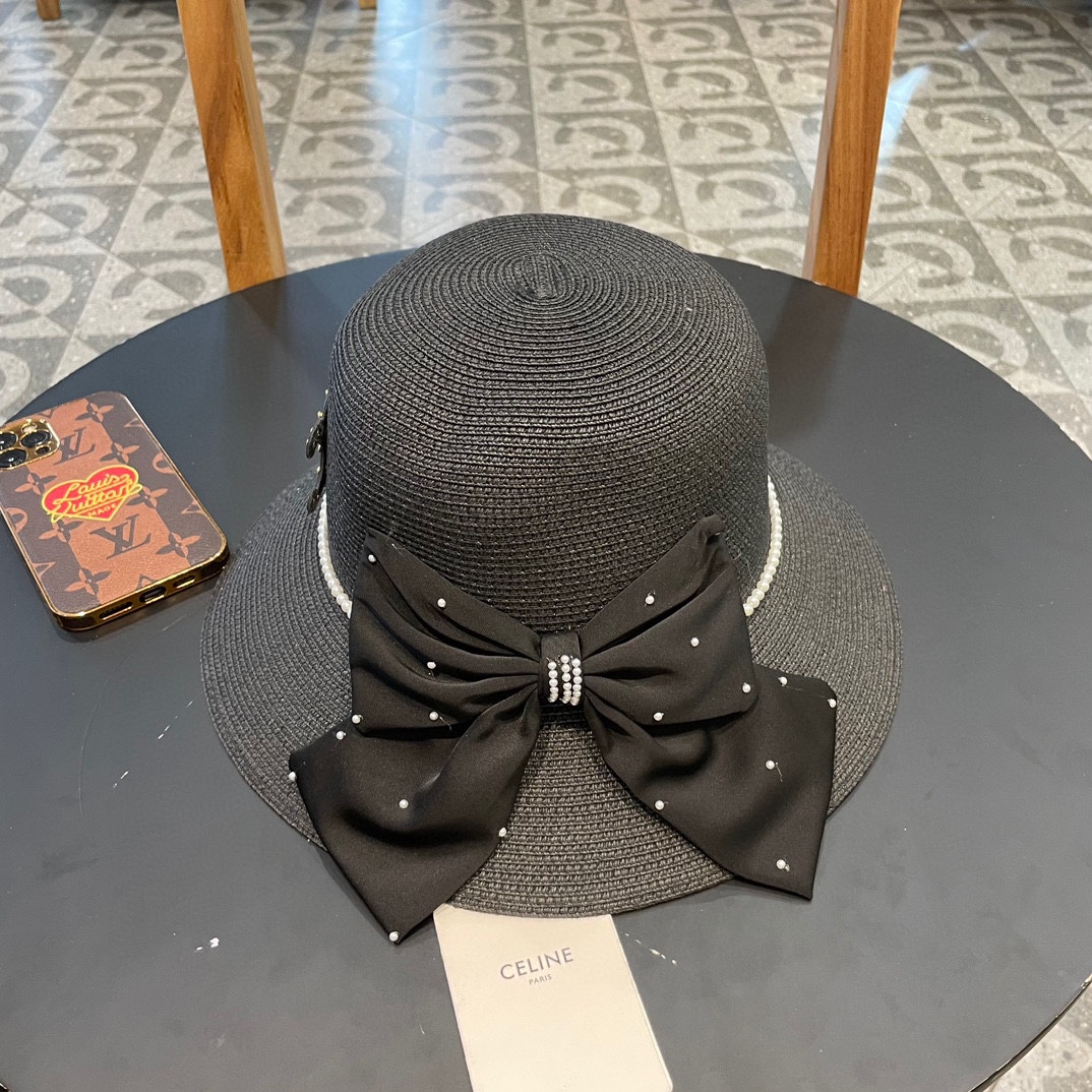 P116 Célinen’s new straw hat, round top hat, 57 cm neck - 图片 1