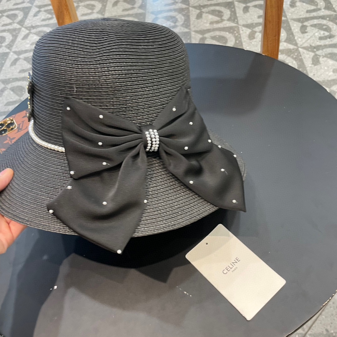 P116 Célinen’s new straw hat, round top hat, 57 cm neck - 图片 4