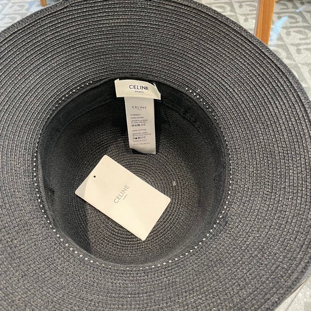 P116 Célinen’s new straw hat, round top hat, 57 cm neck - 图片 8