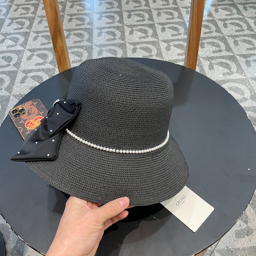 P116 Célinen’s new straw hat, round top hat, 57 cm neck - 图片 7