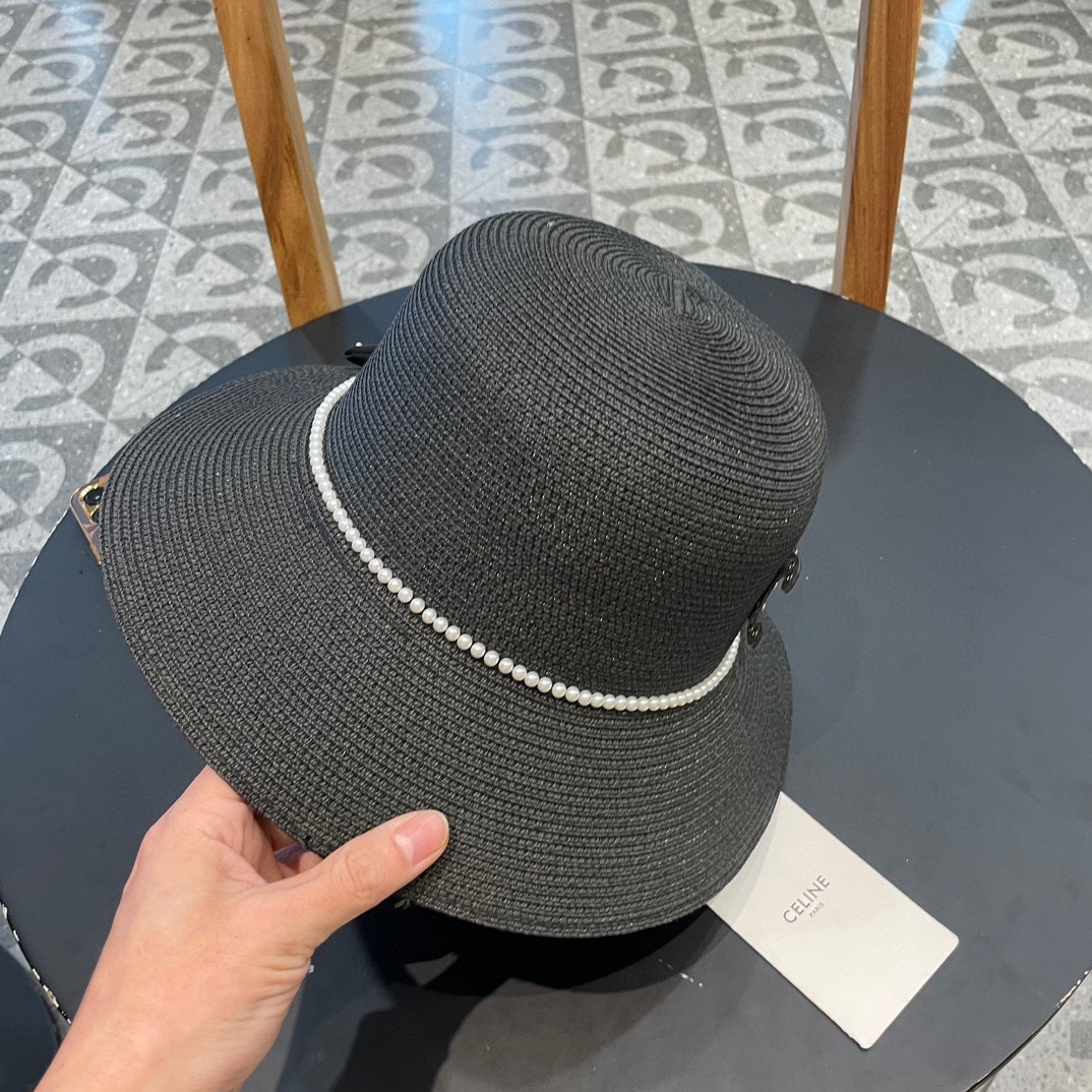 P116 Célinen’s new straw hat, round top hat, 57 cm neck - 图片 3