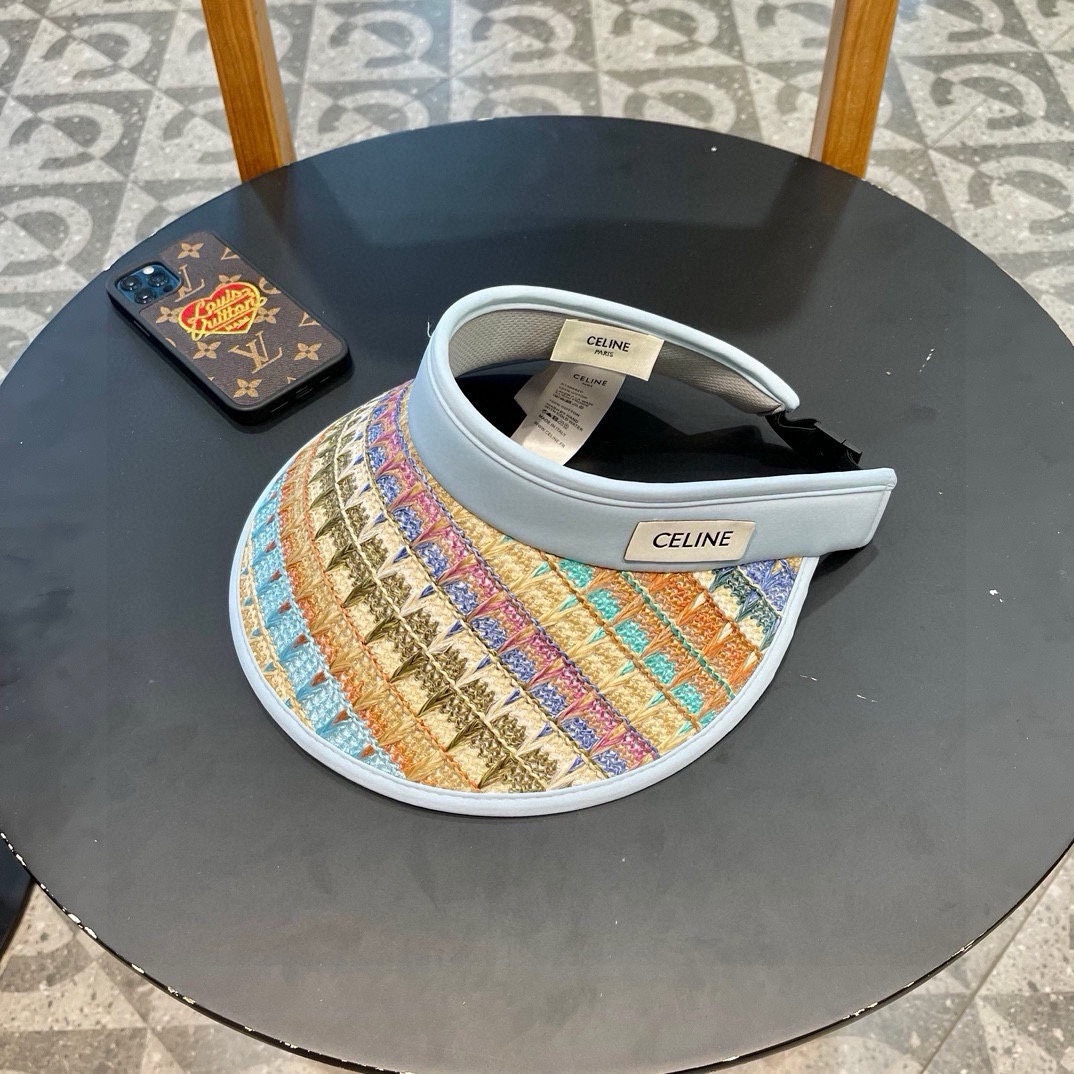  赛琳 Celine空顶uv防晒帽女夏季防紫外线大帽檐沙滩遮阳草帽骑车遮脸太阳帽子