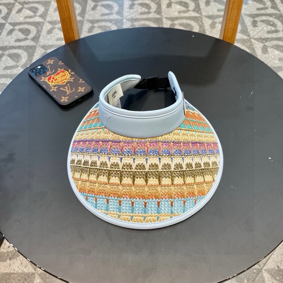  赛琳 Celine空顶uv防晒帽女夏季防紫外线大帽檐沙滩遮阳草帽骑车遮脸太阳帽子