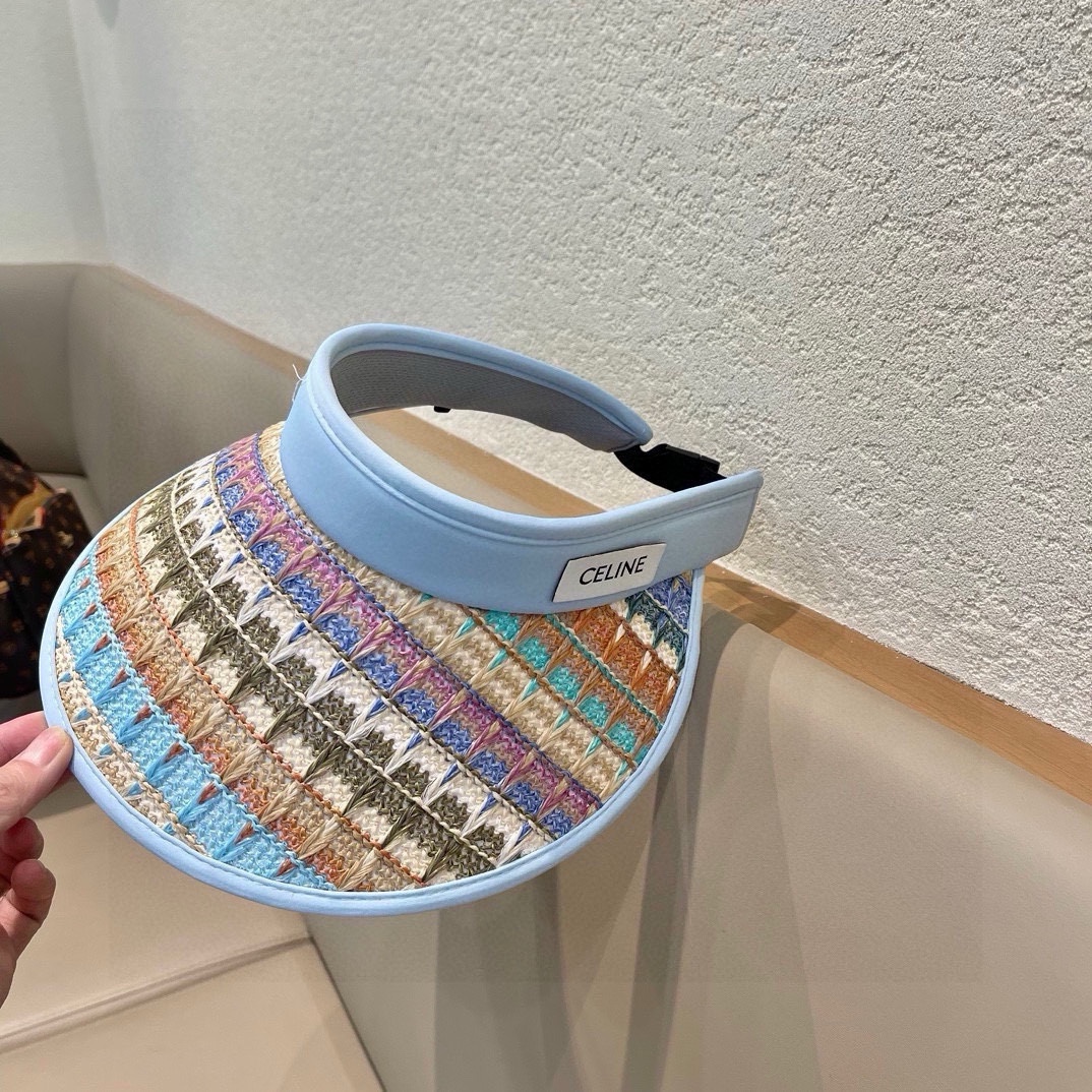  赛琳 Celine空顶uv防晒帽女夏季防紫外线大帽檐沙滩遮阳草帽骑车遮脸太阳帽子