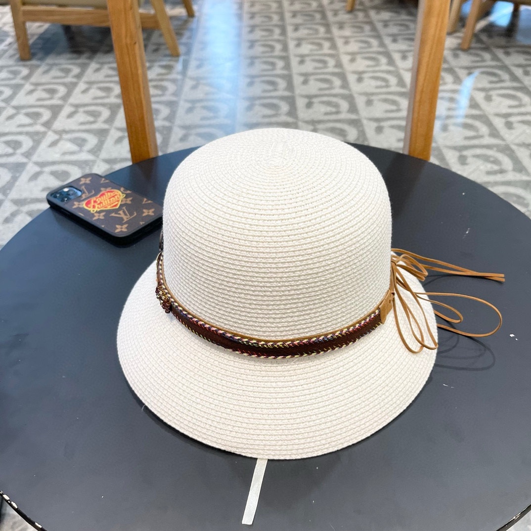 GUCC I古奇海边度假百搭圆顶草帽女出游遮阳防晒民族风礼帽女夏天沙滩太阳帽