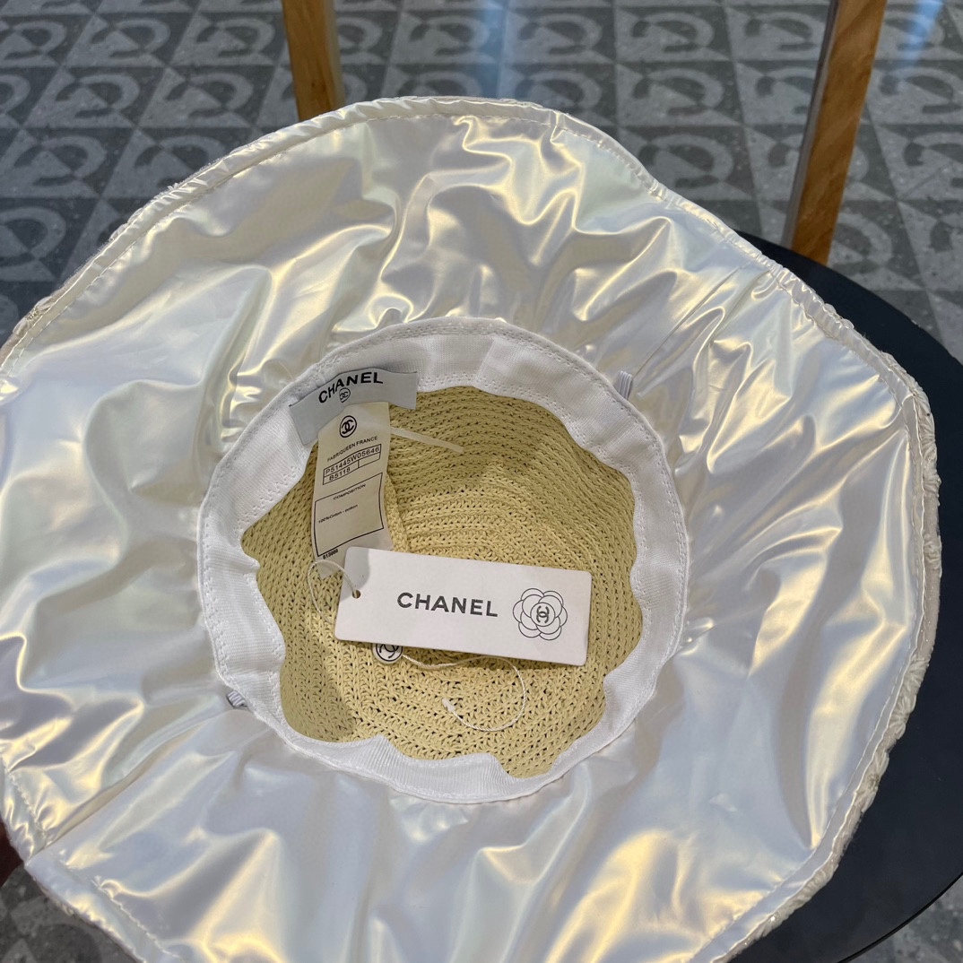  chanel香奈儿小清新花朵蕾丝针织顶帽子女夏出游海边度假百搭赫本风遮阳帽