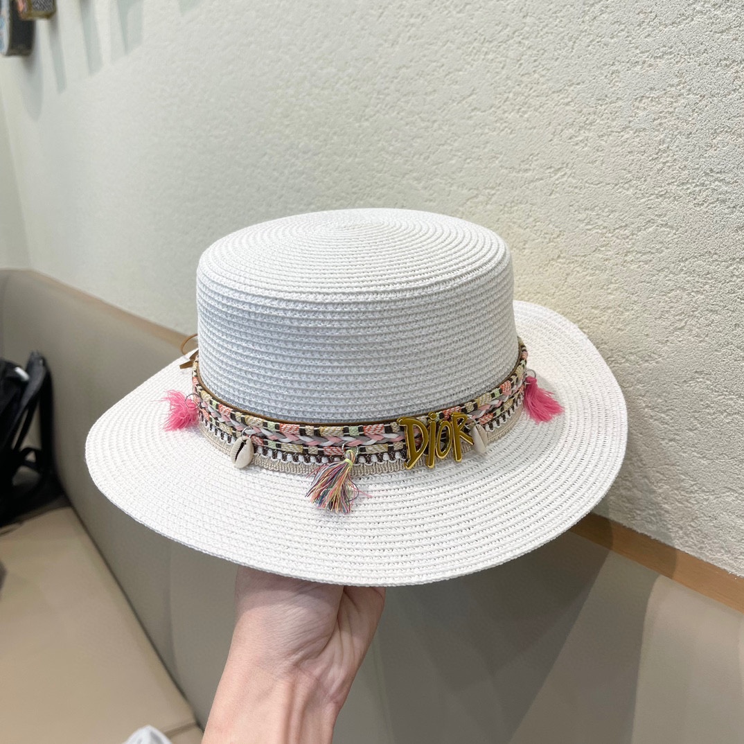 P137 [DIOR DIEO] 2024 NEW BIG CROTCH, FLAT-TIED STRAW HAT - 图片 8