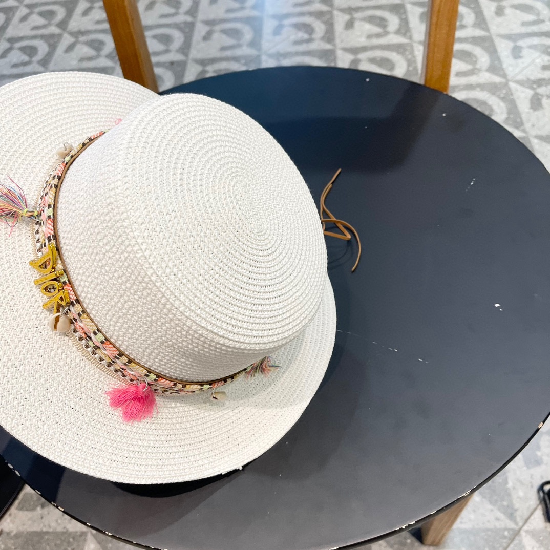 P137 [DIOR DIEO] 2024 NEW BIG CROTCH, FLAT-TIED STRAW HAT - 图片 7