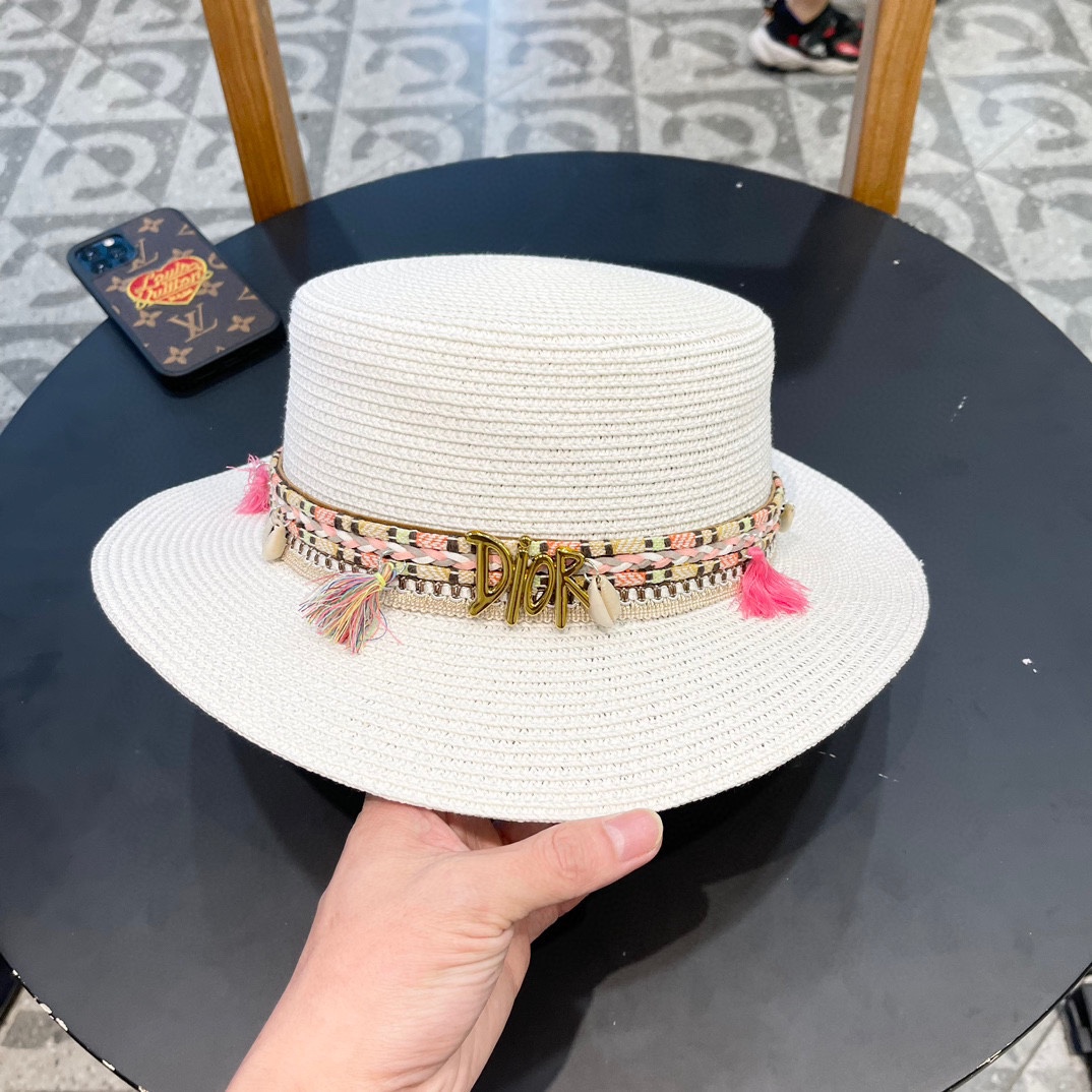 P137 [DIOR DIEO] 2024 NEW BIG CROTCH, FLAT-TIED STRAW HAT - 图片 6