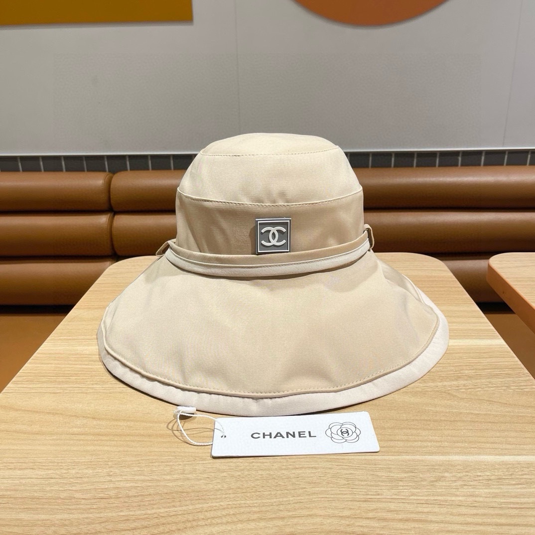  Chanel香奈儿双面渔夫帽夏季新帽子女海边度假大檐防晒遮阳帽双面戴防风大沿 