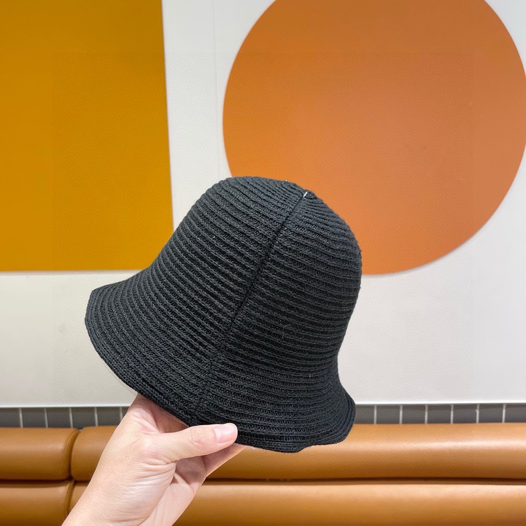  罗意威👒LOEWE针织防晒透气水桶渔夫帽女夏韩版ins显脸小遮脸盆帽适合圆脸
