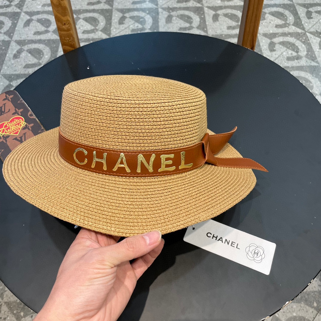   【Chanel香奈儿】2024新款草编大牌皮带编织草帽，度假休闲必备，优雅大方的一款