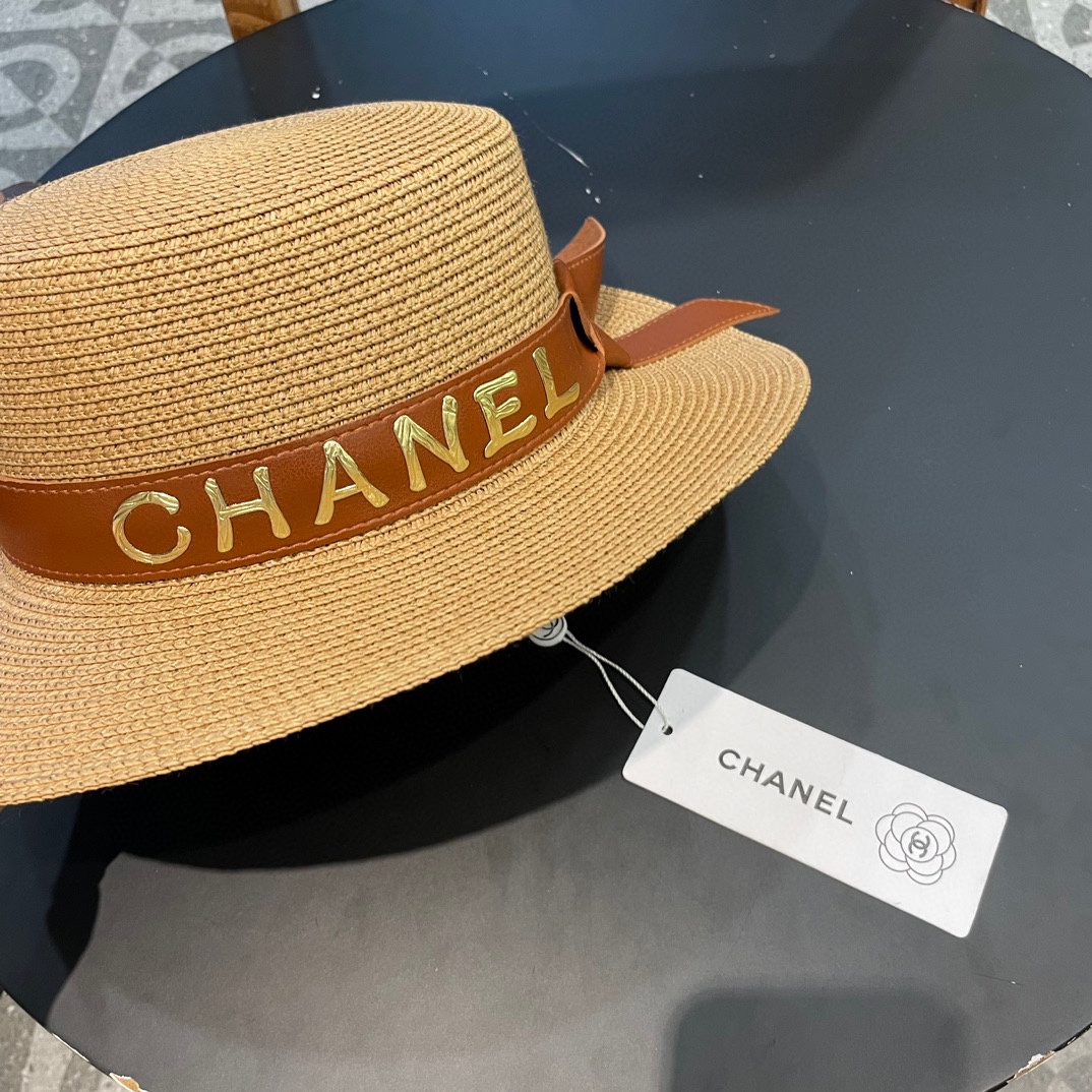   【Chanel香奈儿】2024新款草编大牌皮带编织草帽，度假休闲必备，优雅大方的一款