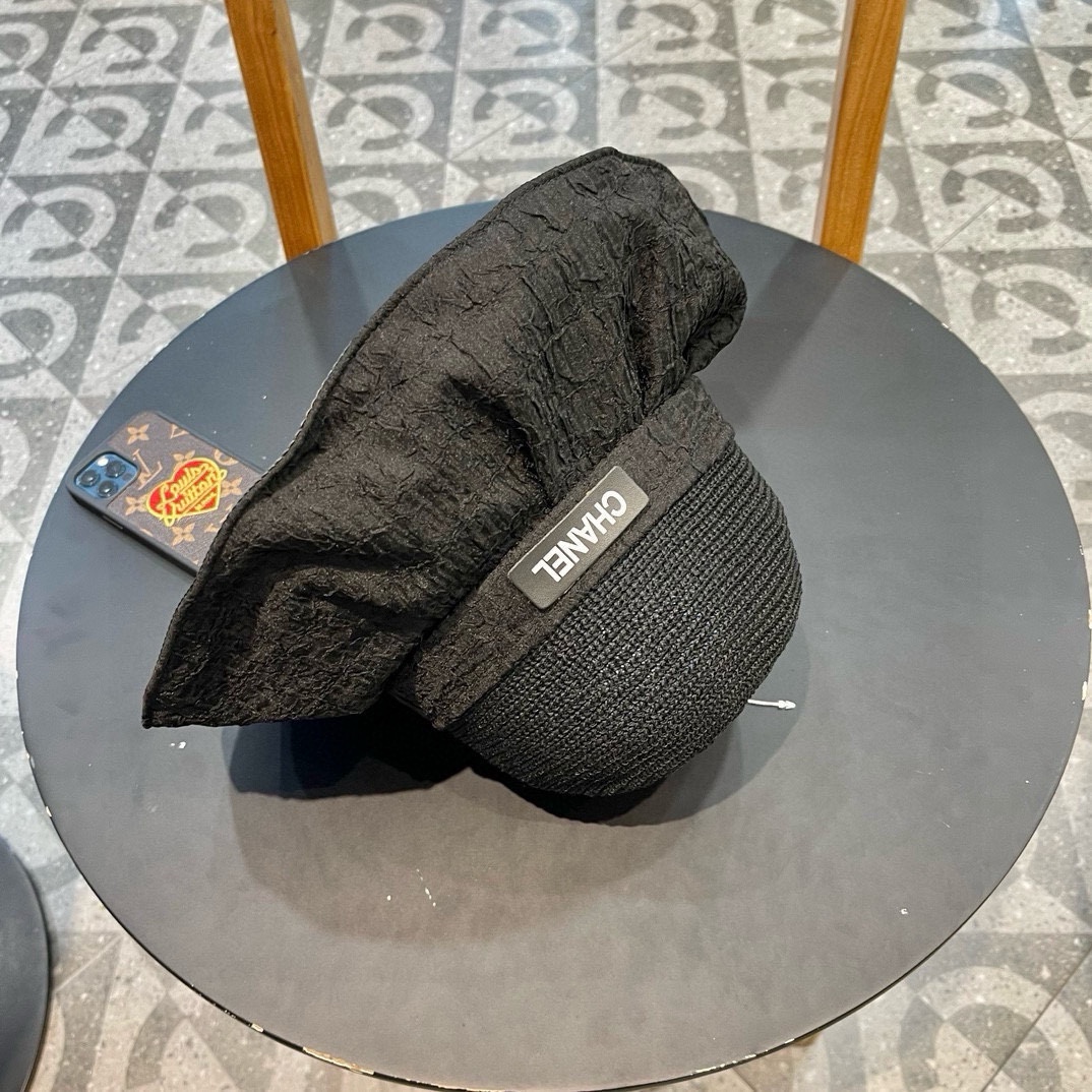  Chanel夏季新款针织头透气遮阳大沿蝴蝶结盆帽女士出行防晒渔夫帽子批