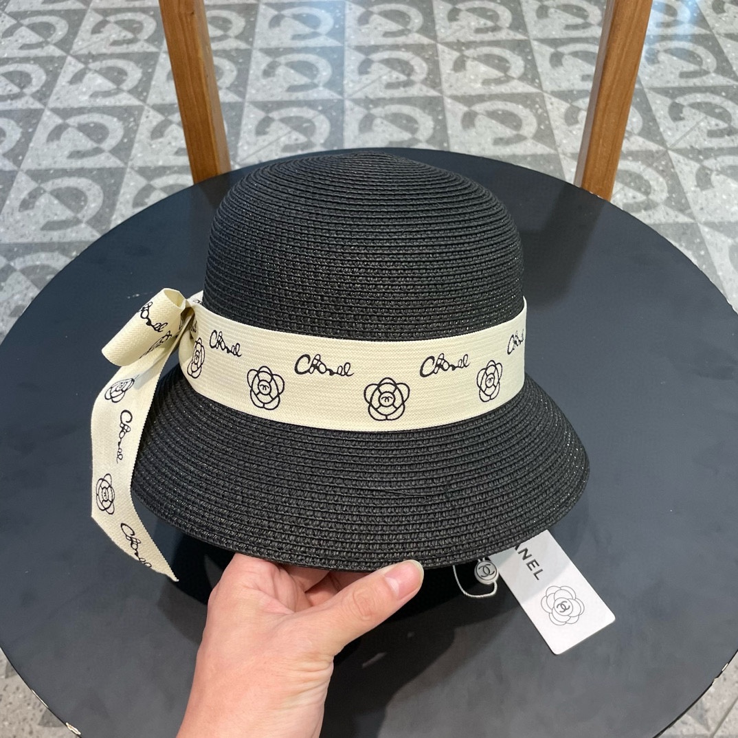    Chanel2024新款香奈儿名媛风草帽，沙滩🏖️帽，头围57cm