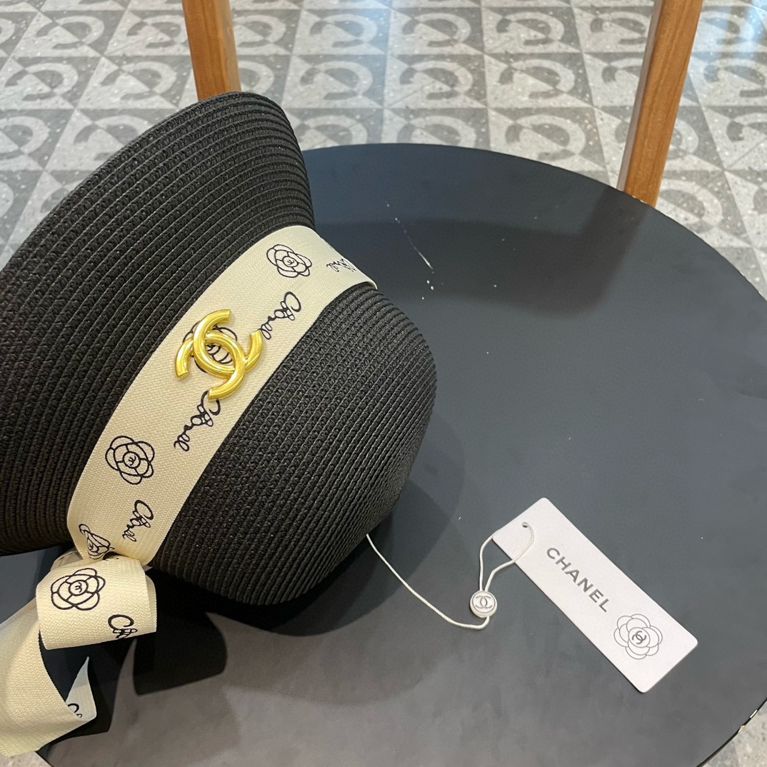    Chanel2024新款香奈儿名媛风草帽，沙滩🏖️帽，头围57cm