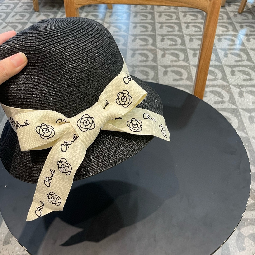    Chanel2024新款香奈儿名媛风草帽，沙滩🏖️帽，头围57cm