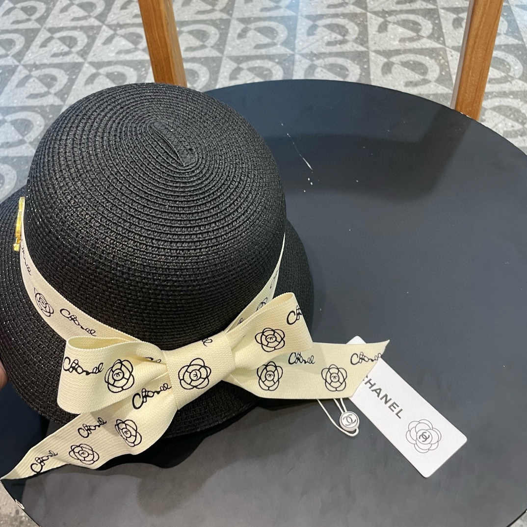    Chanel2024新款香奈儿名媛风草帽，沙滩🏖️帽，头围57cm