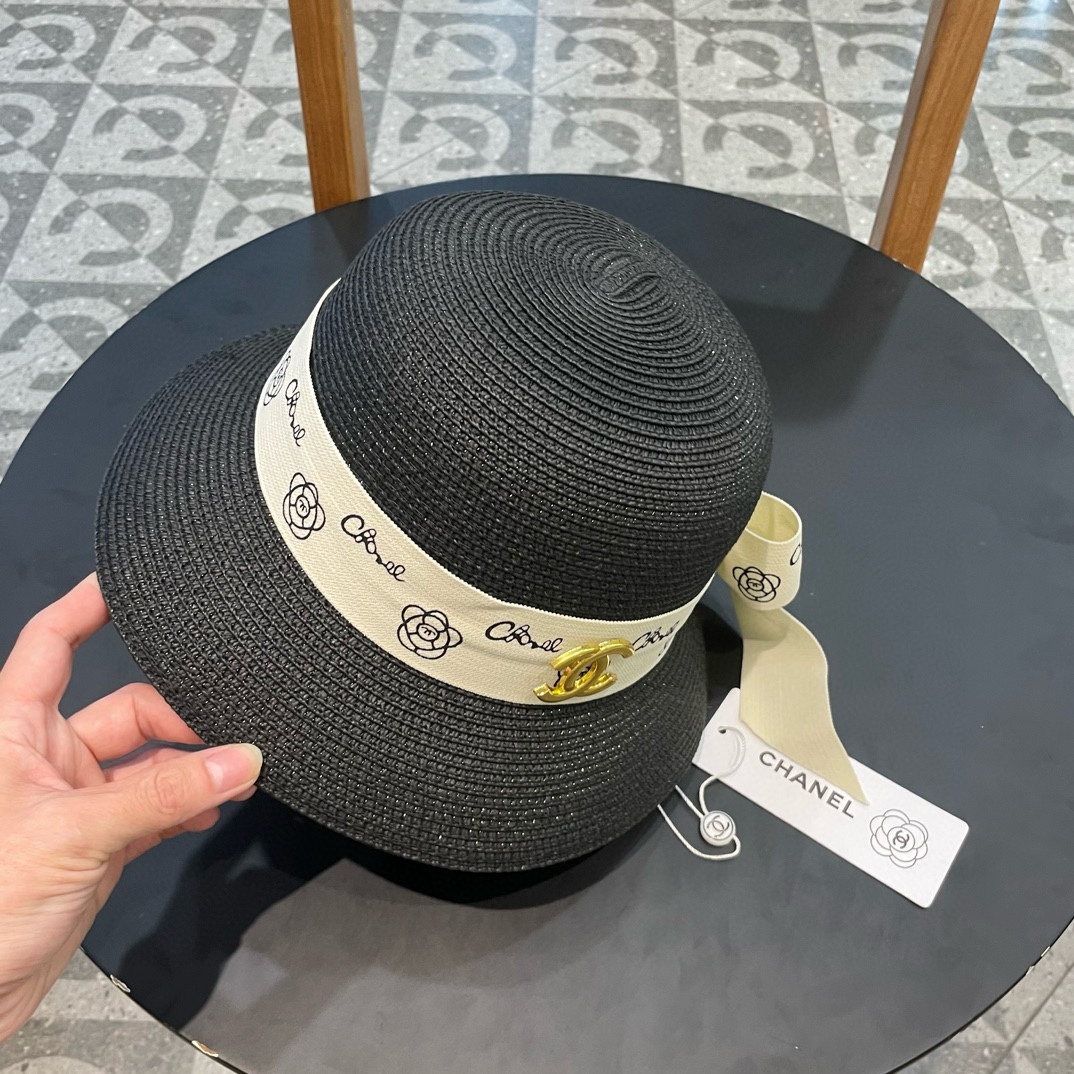    Chanel2024新款香奈儿名媛风草帽，沙滩🏖️帽，头围57cm